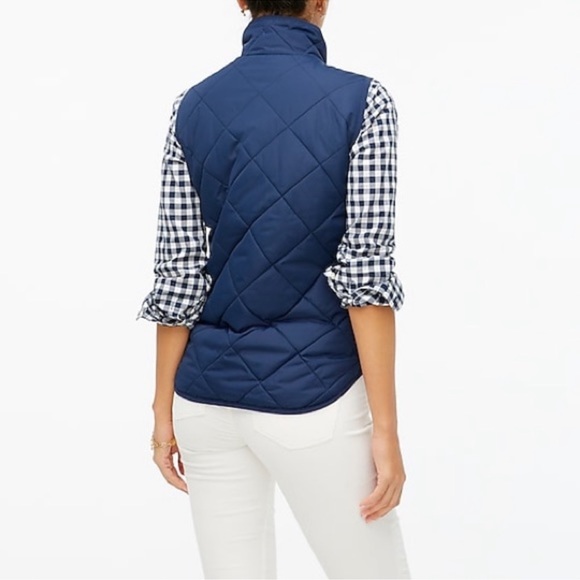 J. Crew  - Quilted Down Puffer Vest | Navy Blue - Picture 2 of 4